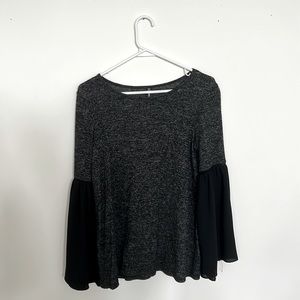 Cotton long sleeve with black semi transparent sleeves